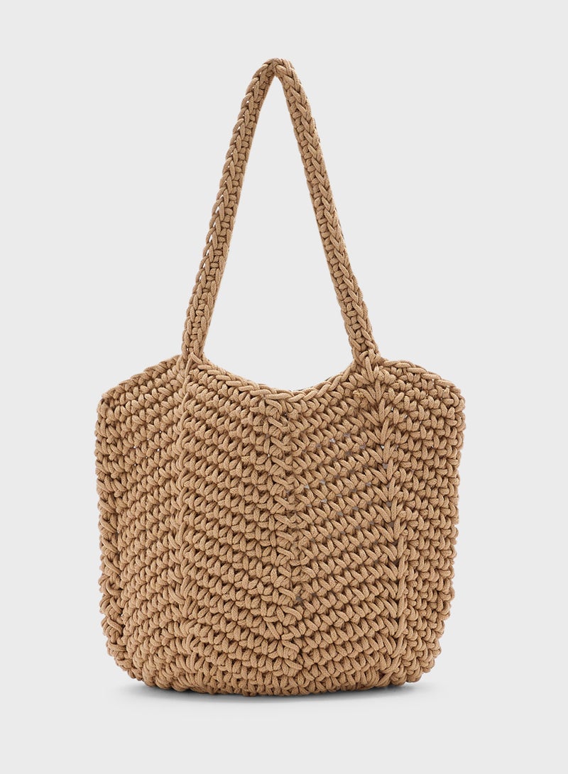 Ginger Woven Crochet Shopper Bag - Image 2