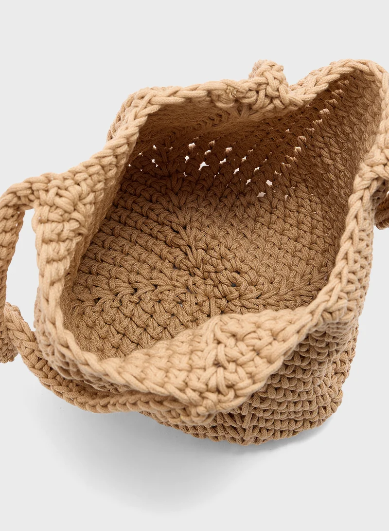 Ginger Woven Crochet Shopper Bag