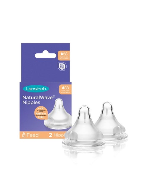 حلمات رضاعة الأطفال من Naturalwave ذات التدفق البطيء مقاس 2S مضادة للمغص، عدد 2