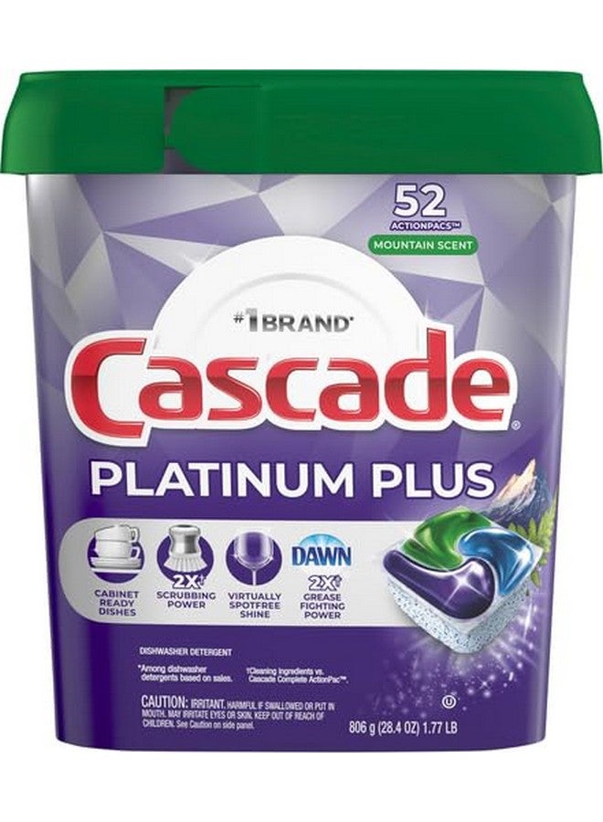 Cascade Platinum Plus ActionPacs Dishwasher Detergent Pods, Dishwasher Soap, Mountain, 52 Count - Image 3