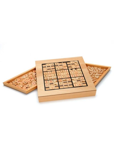 Wooden Sudoku Puzzle Board Game With Number & Thinking Tiles 11 In