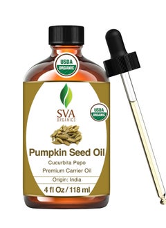 SVA Organics SVA Pumpkin Seed Oil Organic - 4 Fl Oz – 100% Natural Cold Pressed Organic Pumpkin oil - for Face, Skin Care, Hair Care, Scalp Massage & Body Massage – Carrier Oil with Dropper  - Image 1