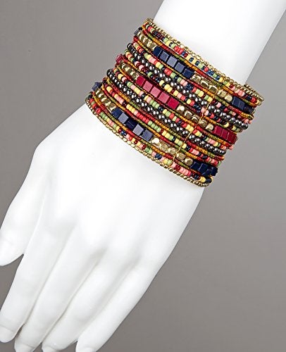SPUNKYsoul Cuff Bracelets for Women Collection - Adjustable, Stylish Boho Inspired Beaded Bracelets, Trendy Stackable Beads, Ideal for Everyday Wear & Special Occasions (Navy, Red, Box) - Image 4