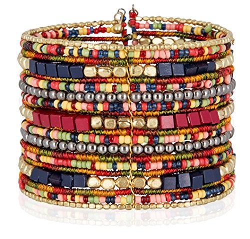 SPUNKYsoul Cuff Bracelets for Women Collection - Adjustable, Stylish Boho Inspired Beaded Bracelets, Trendy Stackable Beads, Ideal for Everyday Wear & Special Occasions (Navy, Red, Box) - Image 1