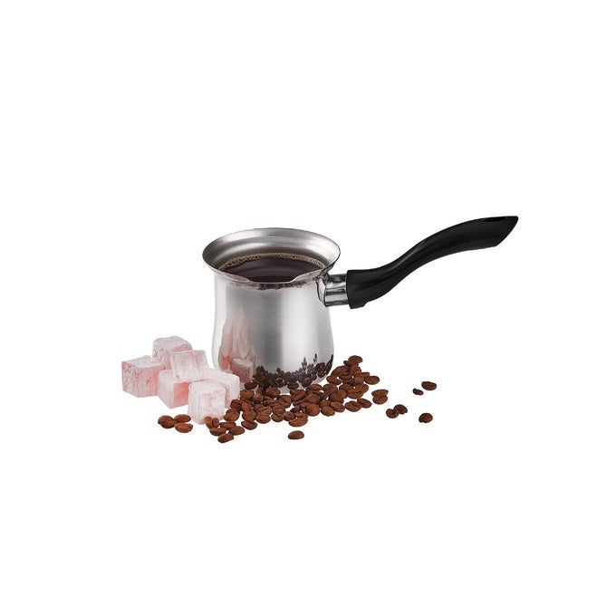 TURKISH COFFEE POT STAINLESS STEEL 1014 FL OZ IBRIK BRIKI SMALL HOT POT WITH SPOUT FOR STOVE TOP TURKISH COFFEE CEZVE COFFEE POT BLACK