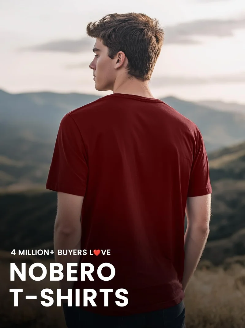 Nobero  Men's Cotton Regular Fit T-Shirt in Maroon for Men | Best Price UAE