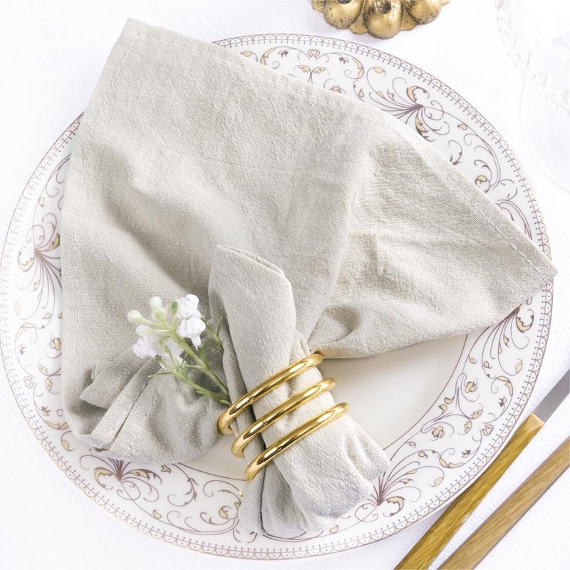 MLMW Linen Cloth Napkins Set of 8 Boho Beige Dinner Napkins Cloth Washable Bulk 1616 for Rustic Wedding Party Baby Bridal Shower Birthday Table Decorations - Image 3