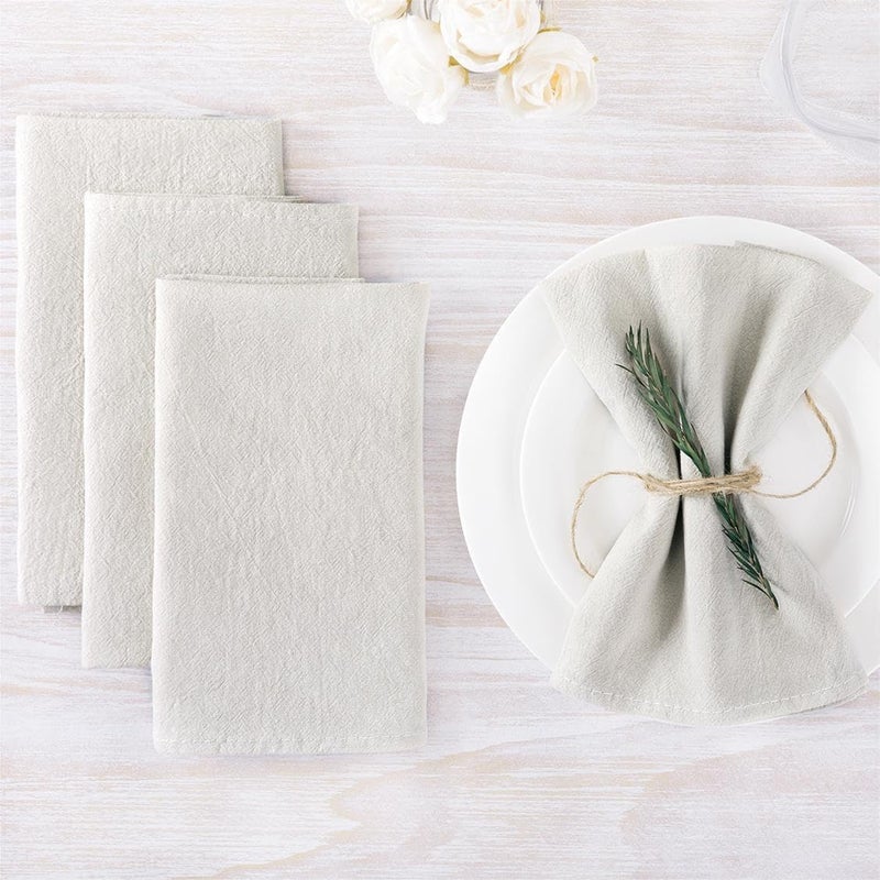 MLMW Linen Cloth Napkins Set of 8 Boho Beige Dinner Napkins Cloth Washable Bulk 1616 for Rustic Wedding Party Baby Bridal Shower Birthday Table Decorations - Image 4