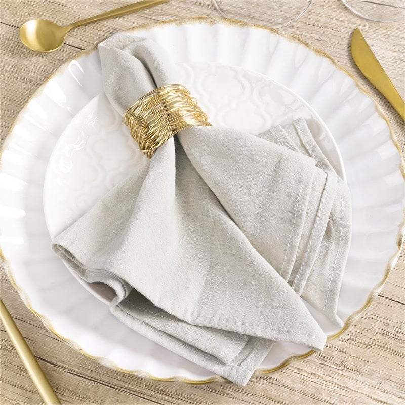 MLMW Linen Cloth Napkins Set of 8 Boho Beige Dinner Napkins Cloth Washable Bulk 1616 for Rustic Wedding Party Baby Bridal Shower Birthday Table Decorations - Image 1