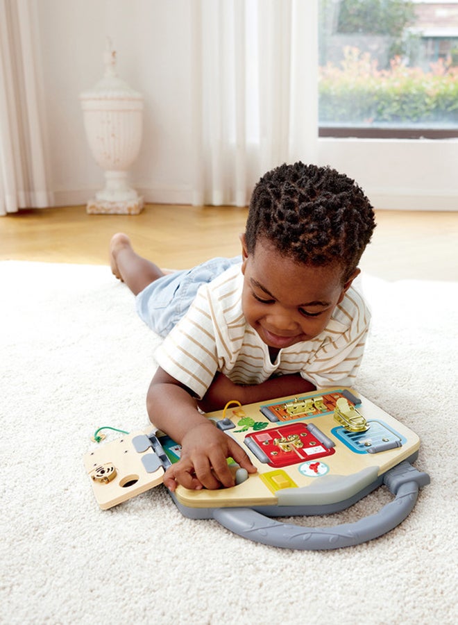 هيب هايب لوح الأقفال والتعلم الخشبي مع أضواء - ألعاب تعليمية للأطفال من 3 سنوات، تنمية مبكرة، هدايا عيد ميلاد، مع ساعة عملية، مهارات حركية دقيقة، ومقبض سهل الحمل - Image 5