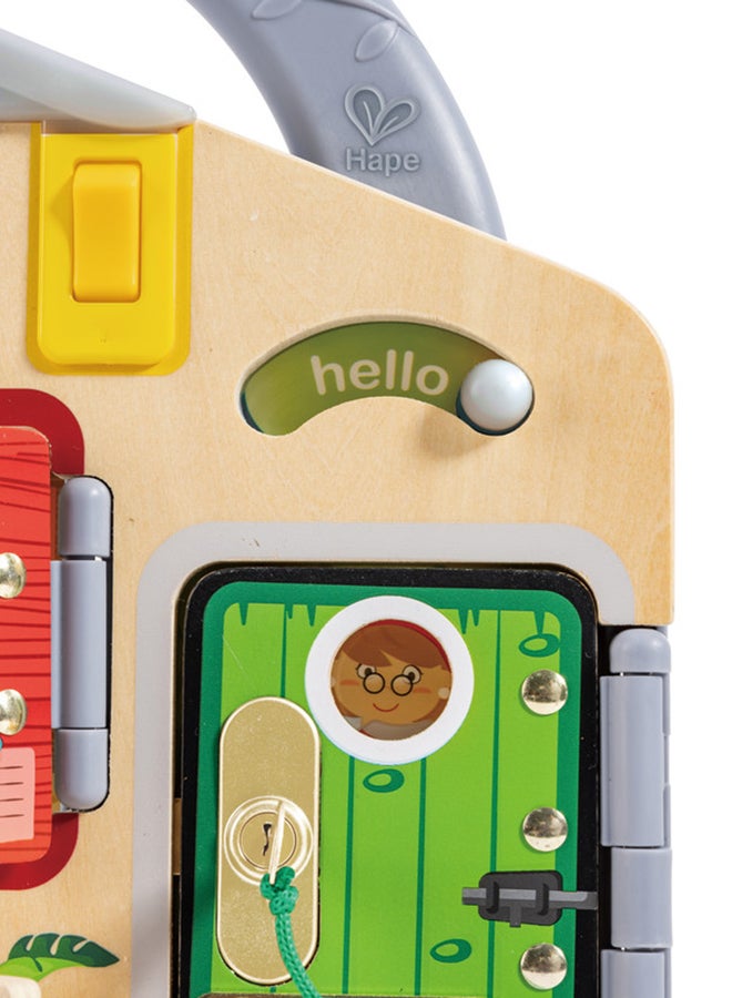 هيب هايب لوح الأقفال والتعلم الخشبي مع أضواء - ألعاب تعليمية للأطفال من 3 سنوات، تنمية مبكرة، هدايا عيد ميلاد، مع ساعة عملية، مهارات حركية دقيقة، ومقبض سهل الحمل - Image 4