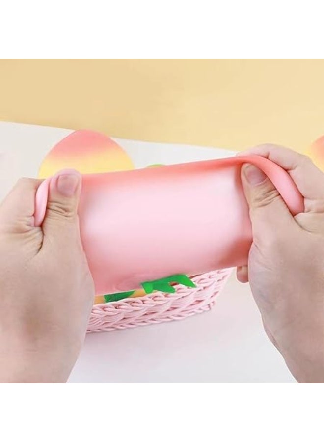 Pink Peach Squeeze Toy, Soft and Flexible - Image 3