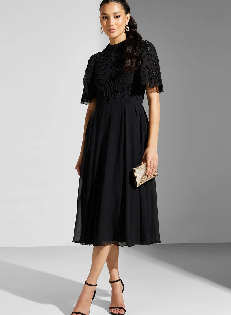 Frock and Frill High Neck Tiered Dress