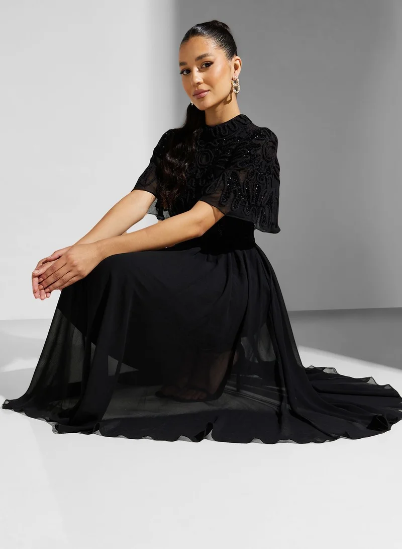 Frock and Frill High Neck Tiered Dress
