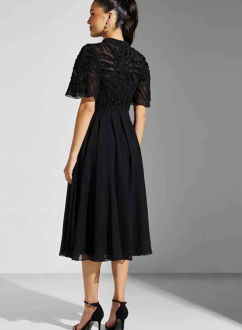 Frock and Frill High Neck Tiered Dress