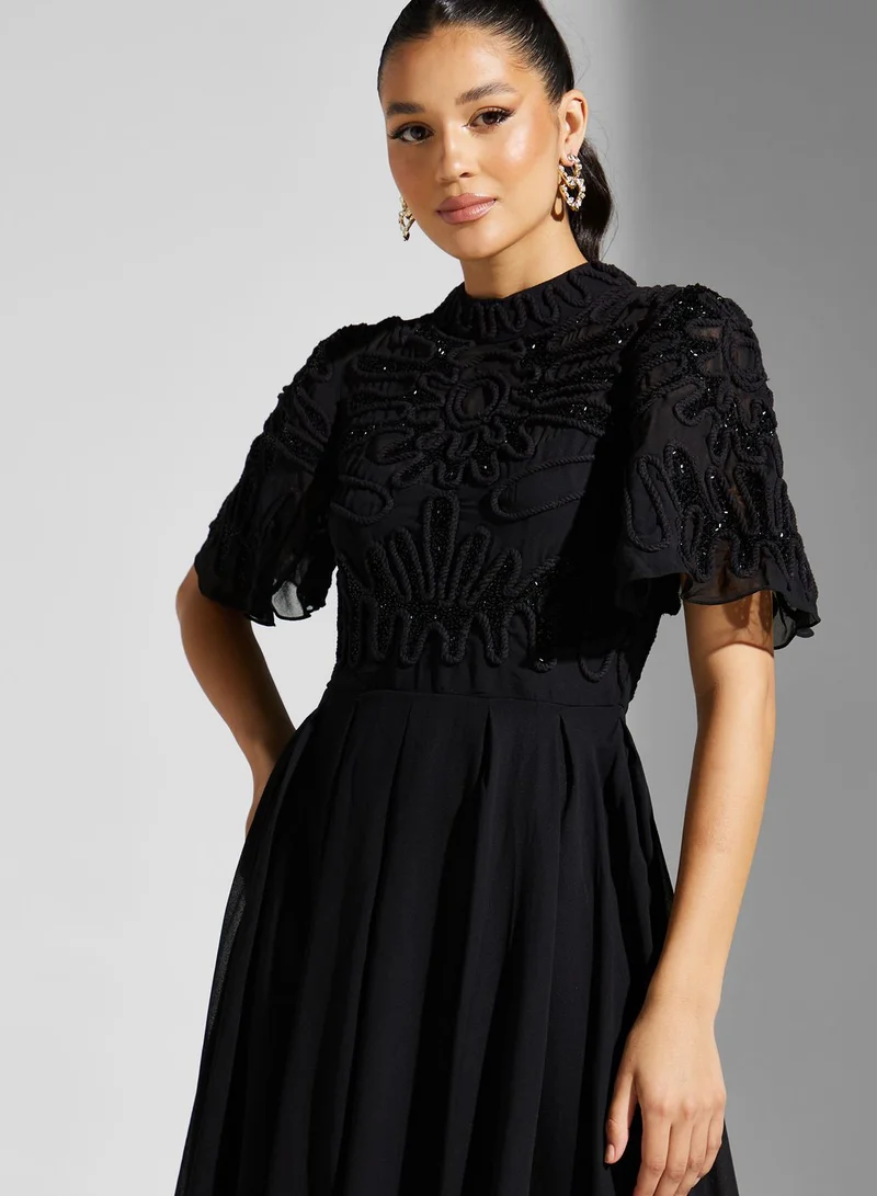 Frock and Frill High Neck Tiered Dress