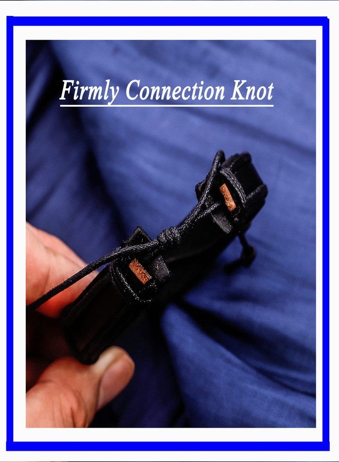 MILAKOO 6 Pcs Black Braided Leather Bracelets for Men Women Cuff Wrap Wristbands - Image 5