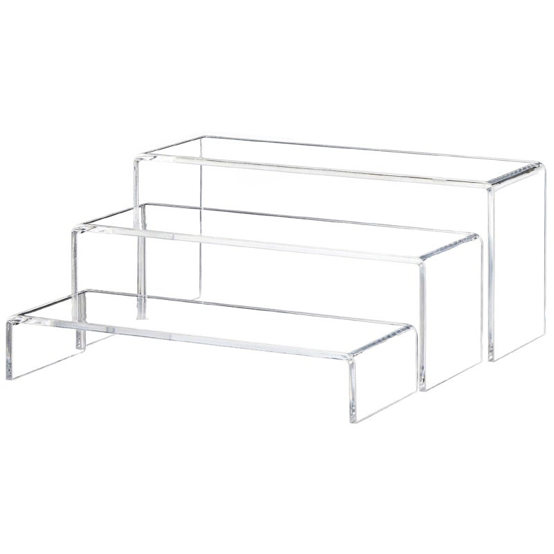 Cq acrylic Yieach Large Clear Acrylic Risers Display Stands,3 Pcs Rectangular Display Risers for Funko Pop,Figures,Food,Showcase Collectibles Display Shelf,Retail Desktop Risers Display Stand and Decoration - Image 1