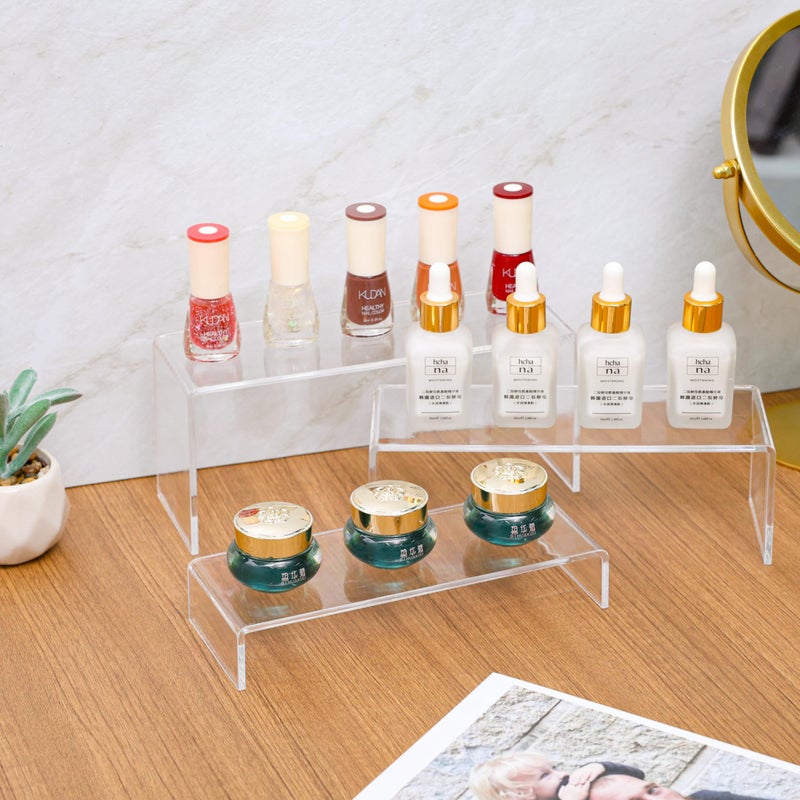 Cq acrylic Yieach Large Clear Acrylic Risers Display Stands,3 Pcs Rectangular Display Risers for Funko Pop,Figures,Food,Showcase Collectibles Display Shelf,Retail Desktop Risers Display Stand and Decoration - Image 5