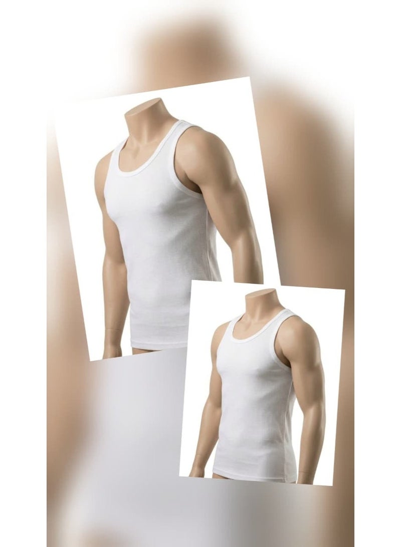 Eiffel Men's Sleeveless Undershirt - 100% Premium Syrian Cotton- 2 Pieces in pocket - Image 1