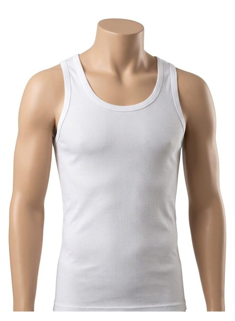 Eiffel Men's Sleeveless Undershirt - 100% Premium Syrian Cotton- 2 Pieces in pocket - Image 3
