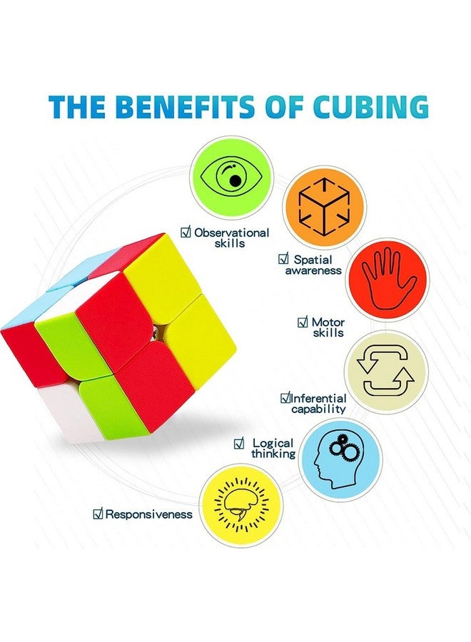 D ETERNAL Cube 2X2 Stickerless Magic Speed Cube 2 * 2 High Speed Stickerless Puzzle Cube Game Toy for Kids & Adults (2x2 Cube) - Image 3