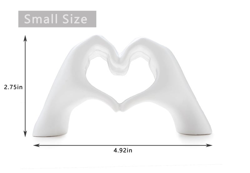 Lynagert Small Heart Hands Sculpture Decor for Living Room Bedroom Bookshelf Coffe Table and Office Display, Love Finger Statue Modern Aesthetic Home Decor, Unique Gift for Wedding Christmas Birthday (White) - Image 4
