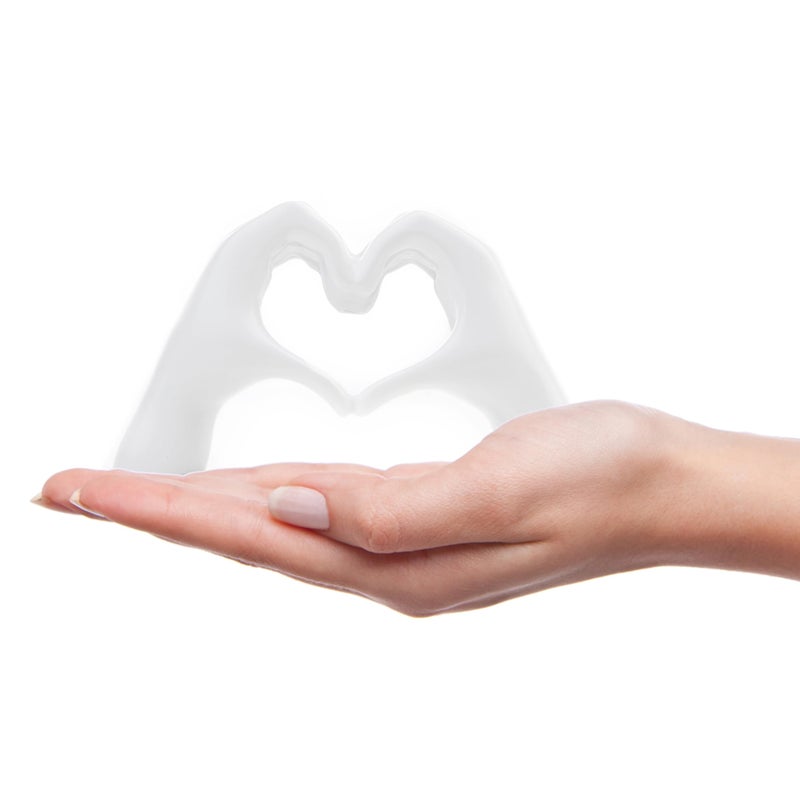Lynagert Small Heart Hands Sculpture Decor for Living Room Bedroom Bookshelf Coffe Table and Office Display, Love Finger Statue Modern Aesthetic Home Decor, Unique Gift for Wedding Christmas Birthday (White) - Image 1