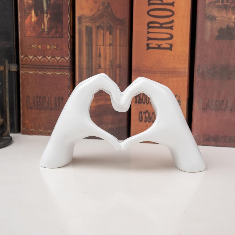 Lynagert Small Heart Hands Sculpture Decor for Living Room Bedroom Bookshelf Coffe Table and Office Display, Love Finger Statue Modern Aesthetic Home Decor, Unique Gift for Wedding Christmas Birthday (White) - Image 3