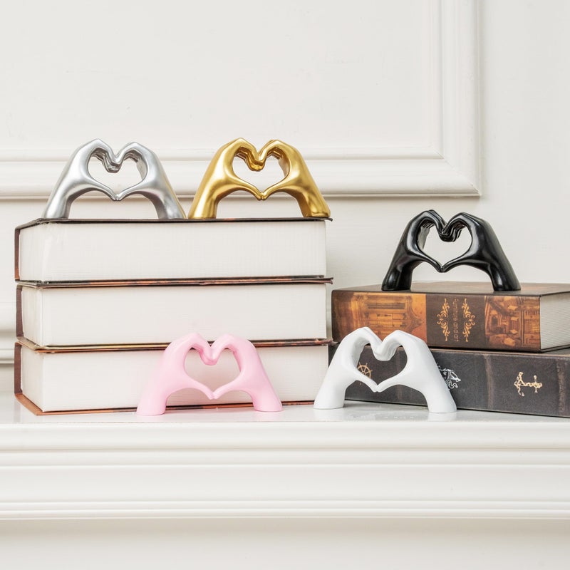 Lynagert Small Heart Hands Sculpture Decor for Living Room Bedroom Bookshelf Coffe Table and Office Display, Love Finger Statue Modern Aesthetic Home Decor, Unique Gift for Wedding Christmas Birthday (White) - Image 5