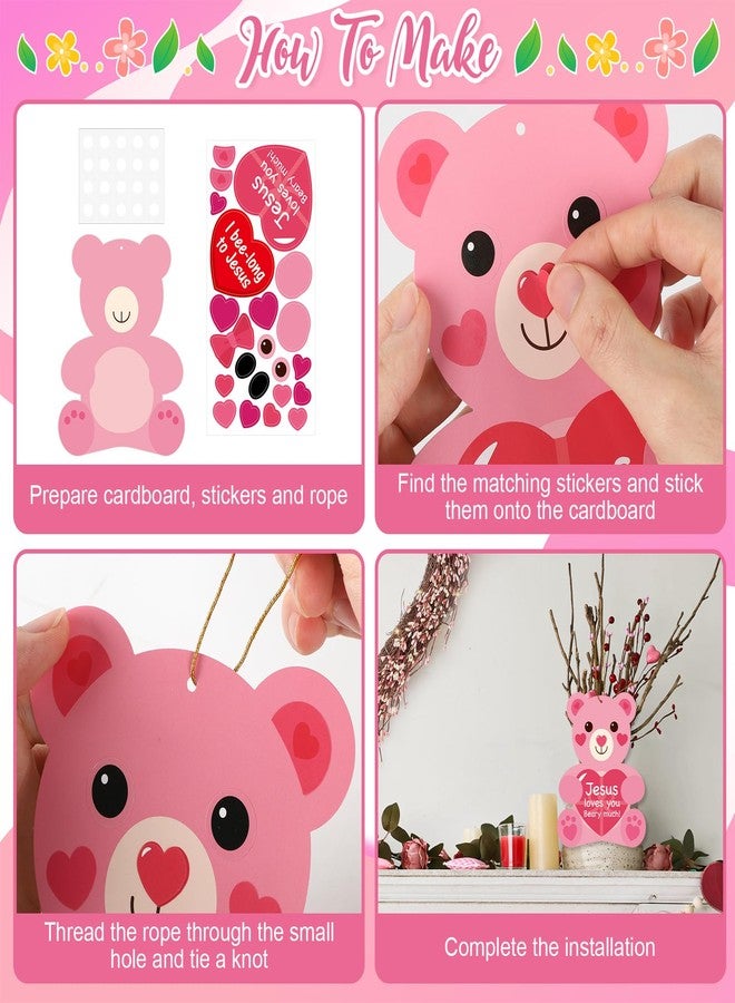 Yewfold 24Pcs Valentine's Day Craft Kit, Valentine's Day Pink DIY Animal Craft Make Your Own 3D Teacher Appreciation Thankful Love Gift Set Home Fun Activities (Animal) - Image 4