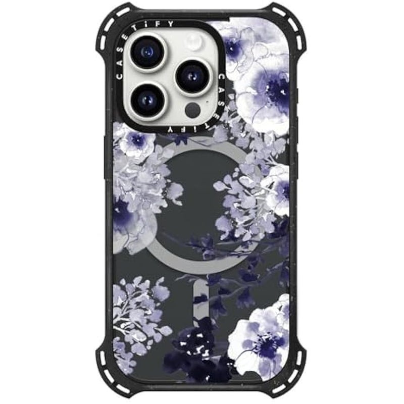 Casetify Bounce iPhone 15 Pro Case 【6X Military Grade Drop Tested / 21.3ft Drop Protection/Compatible with Magsafe】 - Blue Spring - Triple Black - Image 3