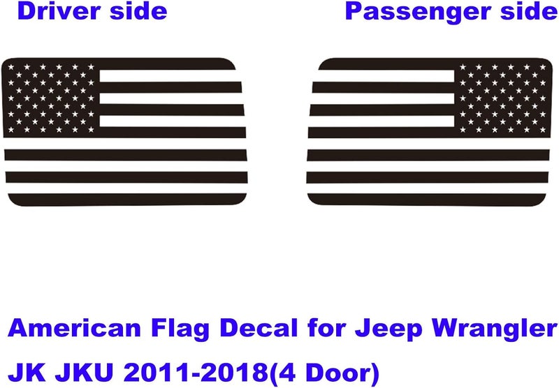 Zxiaochun Rear Window American Flag Decal Fits Jeep Wrangler JK JKU 2011-2015 2016 2017 2018 (4-Door Version), Precut Back Side Window Glass USA Flag Vinyl Sticker Exterior Accessories (Matte Black) - Image 2