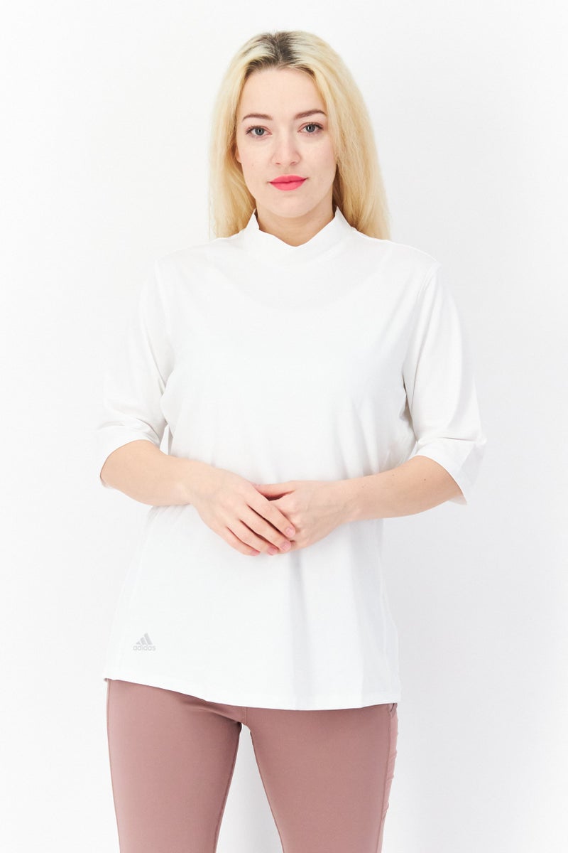 Adidas تي شيرت تدريب قصير الأكمام للنساء، أبيض - Image 1