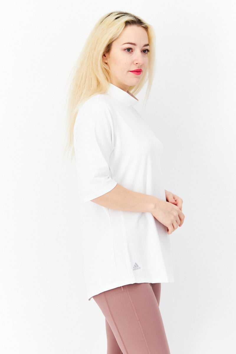 Adidas تي شيرت تدريب قصير الأكمام للنساء، أبيض - Image 3