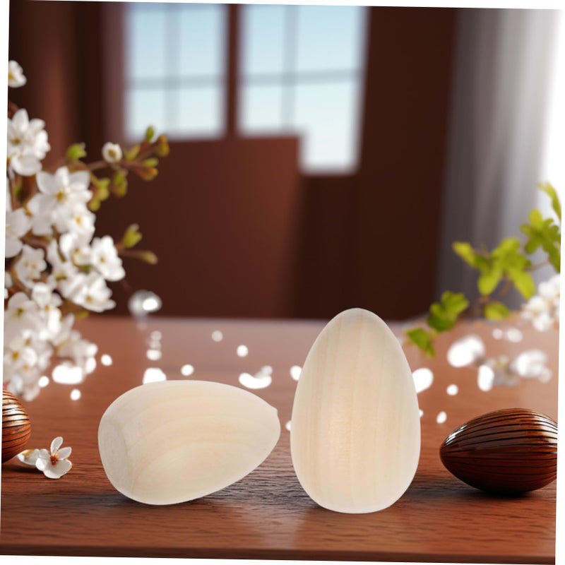 6 Unpainted Wooden Easter Eggs For Crafts DIY Projects Family Activities And Holiday Decorations - Image 5