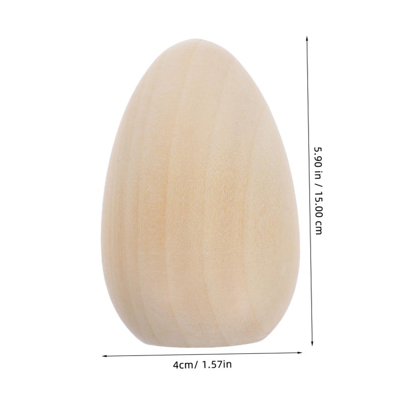 6 Unpainted Wooden Easter Eggs For Crafts DIY Projects Family Activities And Holiday Decorations - Image 3