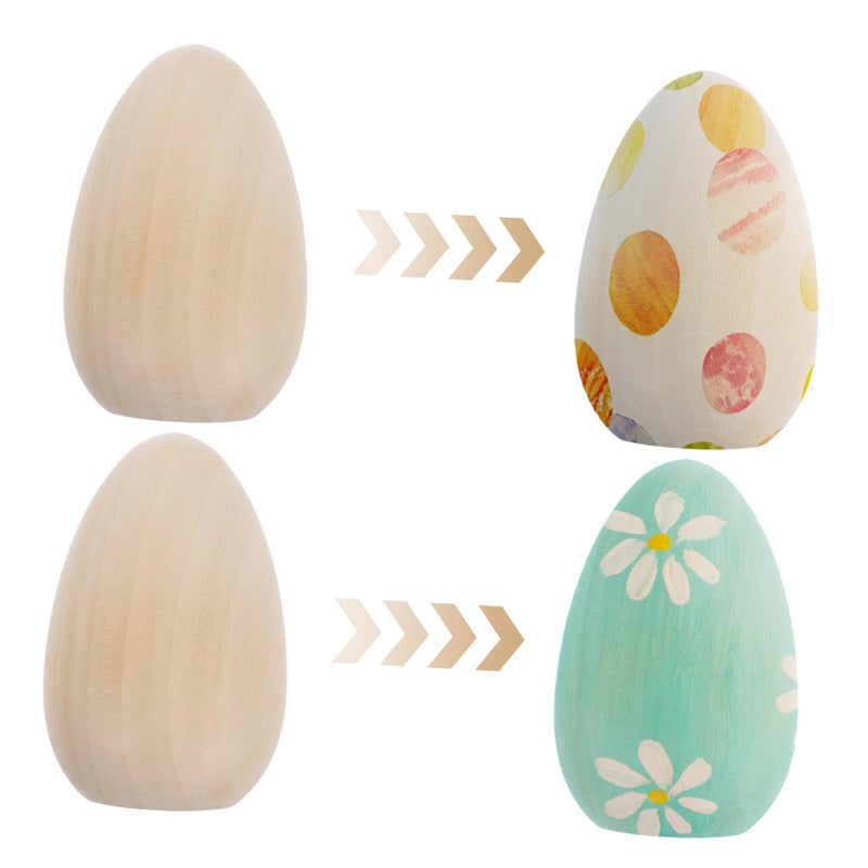 6 Unpainted Wooden Easter Eggs For Crafts DIY Projects Family Activities And Holiday Decorations - Image 4