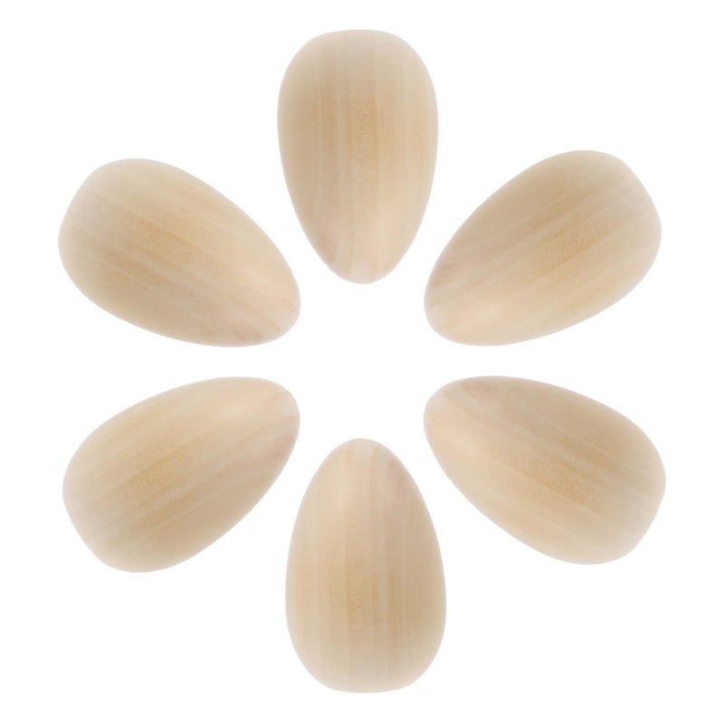 6 Unpainted Wooden Easter Eggs For Crafts DIY Projects Family Activities And Holiday Decorations - Image 2