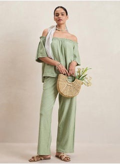Femmella Knitted Schiffli Off Shoulder Neck Top by Styli  - Image 5