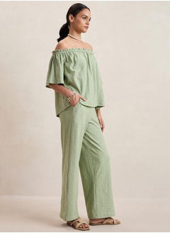 Femmella Knitted Schiffli Off Shoulder Neck Top by Styli  - Image 3