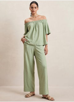 Femmella Knitted Schiffli Off Shoulder Neck Top by Styli  - Image 2
