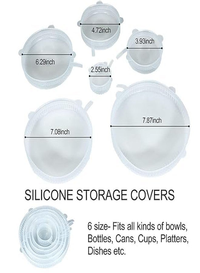 Dangfly Silicone Stretch Lids, Set of 6, Reusable Flexible Food Covers for Rectangle, Round and Square Bowls, Plates, Jars and Mugs - Image 3