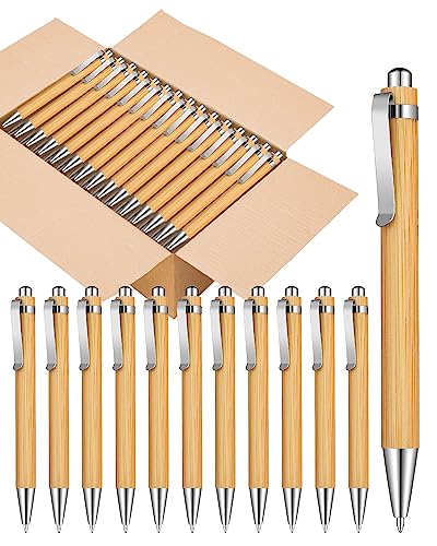 lyforx Bamboo Pens Bulk Wooden Bamboo Pens Engraving Wooden Ballpoint Pen Customizable Gift Pen Bulk 50pcs - Image 1