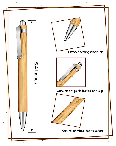 lyforx Bamboo Pens Bulk Wooden Bamboo Pens Engraving Wooden Ballpoint Pen Customizable Gift Pen Bulk 50pcs - Image 2