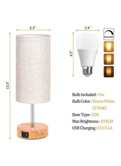 Table Lamp for Bedroom, Wood Nightstand with Fabric Shade, Bedside USB A+C Ports &AC Outlets, 3 Way Dimmable Touch Lamp, Bedroom Lamps Living Room,Home,Office, LED Bulb Included - pzsku/ZA25D764F4AB661600538Z/45/_/1688640773/9b84b0e8-4c58-4f94-9f04-94449c8f81c6