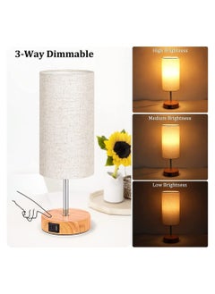 Table Lamp for Bedroom, Wood Nightstand with Fabric Shade, Bedside USB A+C Ports &AC Outlets, 3 Way Dimmable Touch Lamp, Bedroom Lamps Living Room,Home,Office, LED Bulb Included - pzsku/ZA25D764F4AB661600538Z/45/_/1688640774/a021b245-cc4f-4603-9e7f-f22d35b113ee