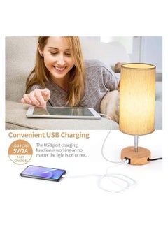 Table Lamp for Bedroom, Wood Nightstand with Fabric Shade, Bedside USB A+C Ports &AC Outlets, 3 Way Dimmable Touch Lamp, Bedroom Lamps Living Room,Home,Office, LED Bulb Included - pzsku/ZA25D764F4AB661600538Z/45/_/1688640775/98791658-cd98-46e0-9f89-515f8873dc69