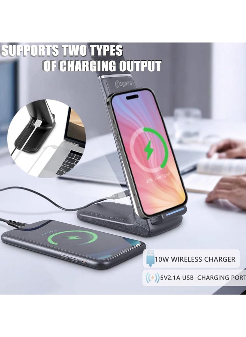 الروهيت - ابجورة طاولة LED مع شاحن لاسلكي سريع وواجهة شحن USB، مصباح طاولة 10 وات مع مفتاح تحكم بالحث، قابس المملكة المتحدة، مصباح مكتب للاستخدام المنزلي والمكتب والدراسة (أسود) - Image 1