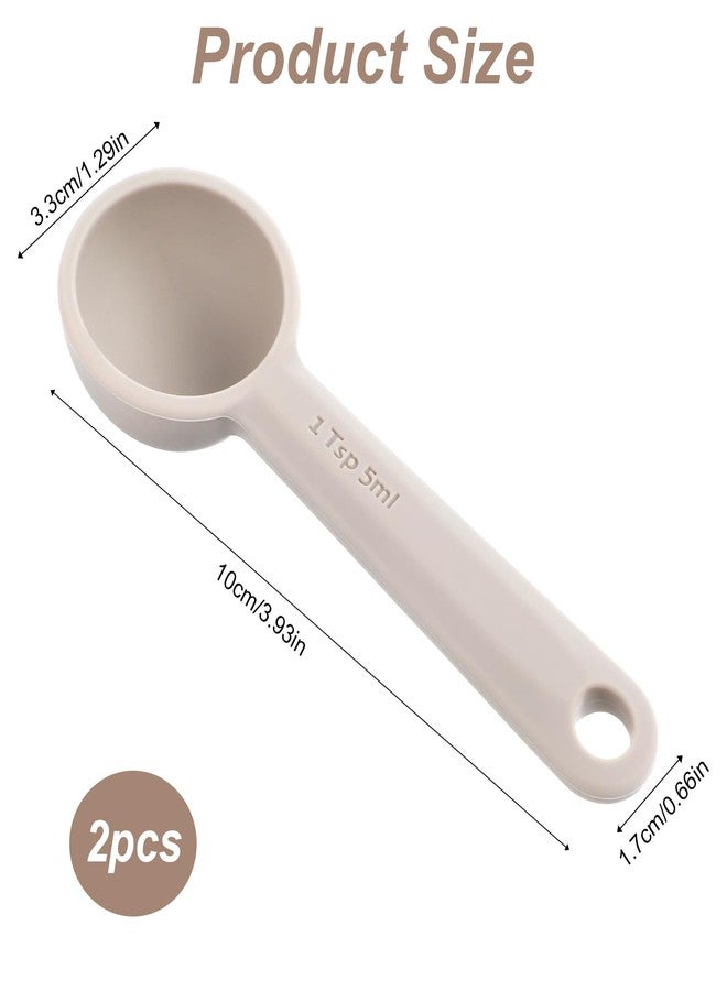 Yuanchu 2 PCS Food Grade Silicone Measuring Spoon, (1/3tbsp, 5 ml) Single Teaspoon Scoop with Hanging Hole Mini Measure for Coffee Baking Cooking - Image 2
